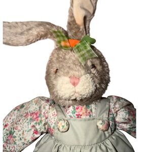 Bunny‎ Rabbit plush adorable Easter Spring Floral Dress Overalls Carrot Bow